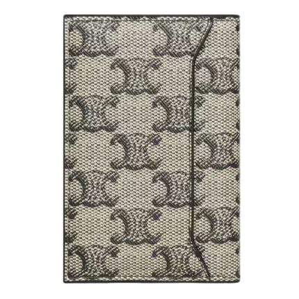 CELINE VERTICAL CARD HOLDER IN TRIOMPHE CANVAS AND CALFSKIN BEIGE