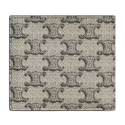 CELINE BI FOLD WALLET IN TRIOMPHE CANVAS AND CALFSKIN BEIGE