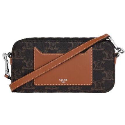 CELINE HORIZONTAL POUCH IN TRIOMPHE CANVAS WITH CELINE PRINT