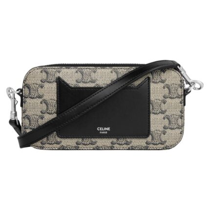 CELINE HORIZONTAL POUCH IN TRIOMPHE CANVAS WITH CELINE PRINT BEIGE