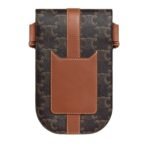 CELINE PHONE POUCH IN TRIOMPHE CANVAS AND CALFSKIN