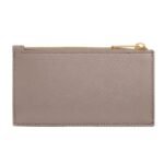 CELINE ZIPPED COMPACT CARD HOLDER ESSENTIALS IN GRAINED CALFSKIN PEBBLE