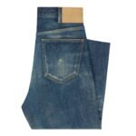 CELINE KURT JEANS IN DESTROYED BLUE MARBLE DENIM