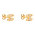 CELINE TRIOMPHE RHINESTONE STUDS IN STRASS AND BRASS WITH GOLD FINISH