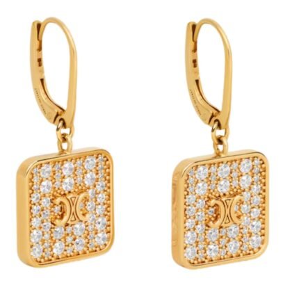 CELINE TRIOMPHE NIGHTFALL EARRINGS IN STRASS AND BRASS WITH GOLD FINISH