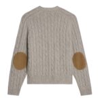 CELINE TRIOMPHE CARDIGAN IN CABLE KNIT CASHMERE LIGHT GREY