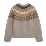 CELINE CREW NECK SWEATER IN BRUSHED FAIR ISLE ALPACA WOOL