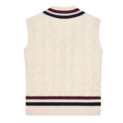CELINE TRIOMPHE V NECK CABLE KNIT IN CASHMERE