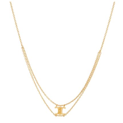 CELINE TRIOMPHE SUSPENDED NECKLACE IN BRASS WITH GOLD FINISH