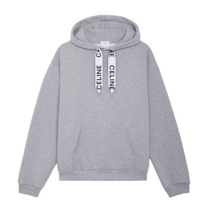 CELINE LOOSE HOODIE IN COTTON FLEECE LIGHT GREY