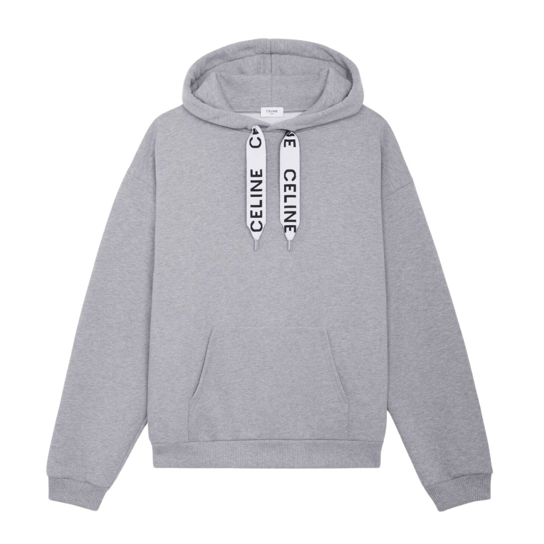 2 CELINE LOOSE HOODIE IN COTTON FLEECE LIGHT GREY
