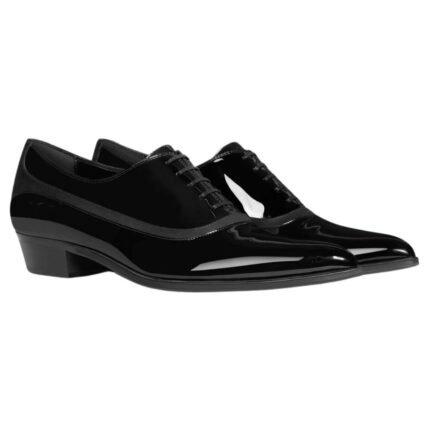 CELINE JUDE OXFORD IN PATENT CALFSKIN AND GROS GRAIN