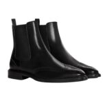 CELINE DONAVAN CHELSEA BOOT WITH BROGUES IN POLISHED BULL BLACK