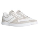 CELINE TRAINER LOW LACE UP SNEAKER IN SUEDE CALFSKIN AND CALFSKIN LIGHT BEIGE