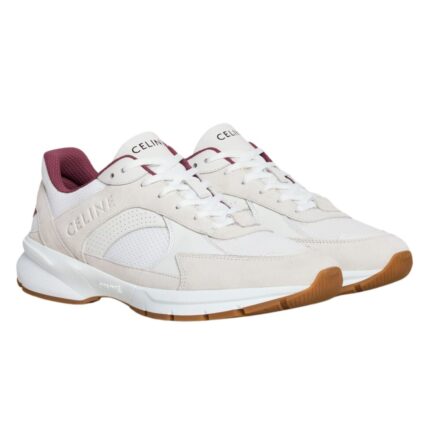 CELINE RUNNER CR 03 LOW LACE UP SNEAKER IN MESH SUEDE CALFSKIN AND PERFORATED CALFSKIN