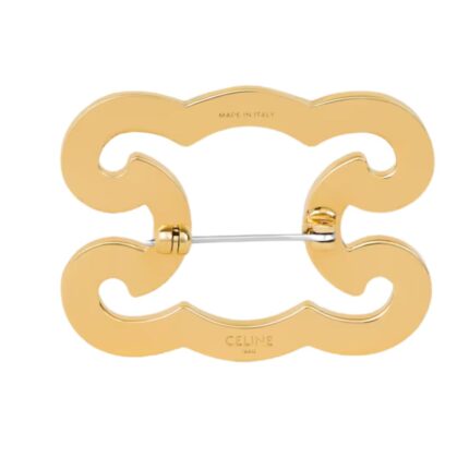 CELINE TRIOMPHE FRAME SPARKLE BROOCH IN STRASS BRASS WITH GOLD FINISH AND STEEL