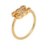 CELINE TRIOMPHE RHINESTONE SMALL RING IN BRASS WITH GOLD FINISH AND CRYSTALS