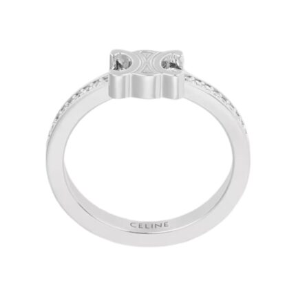 CELINE TRIOMPHE SPARKLE RING IN STRASS AND BRASS WITH RHODIUM FINISH