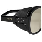 CELINE BLACK FRAME 57 SUNGLASSES IN ACETATE WITH LEATHER BLACK