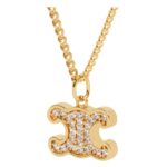 CELINE TRIOMPHE RHINESTONE NECKLACE IN BRASS WITH GOLD FINISH AND CRYSTALS