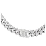 CELINE TRIOMPHE SMALL GOURMETTE NECKLACE IN BRASS WITH RHODIUM FINISH