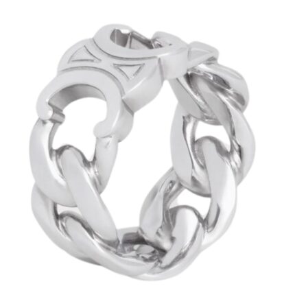 CELINE TRIOMPHE GOURMETTE RING IN BRASS WITH RHODIUM FINISH