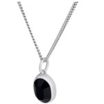 CELINE BEVELLED NECKLACE IN ONYX AND STERLING SILVER WITH RHODIUM FINISH