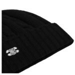 CELINE TRIOMPHE CABLE KNIT BEANIE IN CASHMERE BLACK