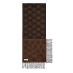 CELINE FRINGED SCARF IN MONOGRAM CASHMERE BLACK-TOFFEE