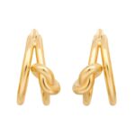 CELINE KNOT DOUBLE HOOPS IN BRASS WITH GOLD FINISH