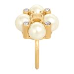 LES PERLES CELINE RING IN STRASS RESIN PEARLS AND BRASS WITH GOLD FINISH