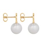 LES PERLES CELINE EARRINGS IN BRASS WITH GOLD FINISH AND GLASS PEARLS