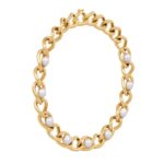 CELINE LES PERLES MAILLON NECKLACE IN BRASS WITH GOLD FINISH AND RESIN PEARLS