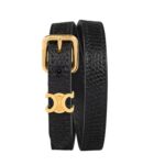 CELINE LES CUIRS DOUBLE BRACELET IN LIZARD CALFSKIN AND BRASS WITH GOLD FINISH