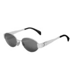 CELINE TRIOMPHE METAL 01 SUNGLASSES IN METAL SILVER-SMOKE