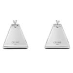 CELINE FORMES ABSTRAITES PYRAMID HOOPS IN BRASS WITH SILVER FINISH