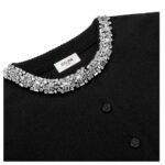 CELINE EMBROIDERED CROPPED CARDIGAN IN CASHMERE BLACK