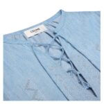 CELINE EMBROIDERED ROMY BLOUSE IN CHAMBRAY COTTON