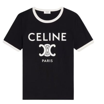 CELINE PARIS T SHIRT IN COTTON JERSEY BLACK-WHITE