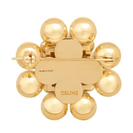 CELINE LES PERLES BROOCH IN STRASS RESIN PEARLS BRASS WITH GOLD FINISH AND STEEL