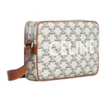 CELINE MEDIUM MESSENGER BAG IN TRIOMPHE CANVAS WITH CELINE PRINT TAN