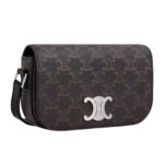 CELINE SMALL CROSSBODY BAG TRIOMPHE IN TRIOMPHE CANVAS AND CALFSKIN BLACK