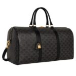 CELINE LARGE TRAVEL BAG IN TRIOMPHE CANVAS AND CALFSKIN BLACK