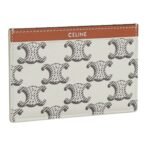 CELINE CARD HOLDER IN TRIOMPHE CANVAS AND CALFSKIN TAN
