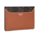 CELINE CARD HOLDER IN TRIOMPHE CANVAS AND CALFSKIN TAN