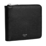 CELINE ZIPPED BI FOLD WALLET WITH COIN COMPARTMENT IN GRAINED CALFSKIN