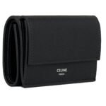 CELINE FOLDED COMPACT WALLET IN GRAINED CALFSKIN