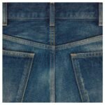 CELINE KURT JEANS IN DESTROYED BLUE MARBLE DENIM