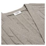 CELINE TRIOMPHE CARDIGAN IN CABLE KNIT CASHMERE LIGHT GREY
