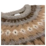 CELINE CREW NECK SWEATER IN BRUSHED FAIR ISLE ALPACA WOOL